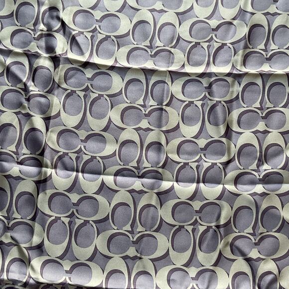 Coach Signature Silk Scarf Lavender Mist Gray 35” Square - Picture 6 of 6